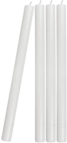4 Stabkerzen Weiß Durchgefärbt 29 cm Lang Tropffrei Premium Hochzeit Feier