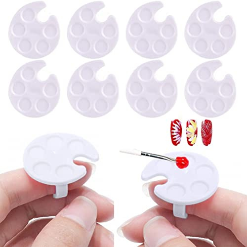 Ericetion 10pcs Nagelkunstpalette Finger Ringe Mini Zeichnung Kunststoff Kosmetischer Künstler Mischpalette
