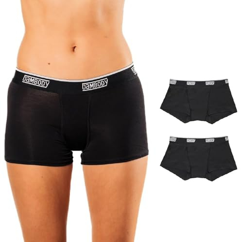 Bambody Absorbent Boy Short: Period Protection Underwear for Women and Teens - 2 Pack: Black - Size 6