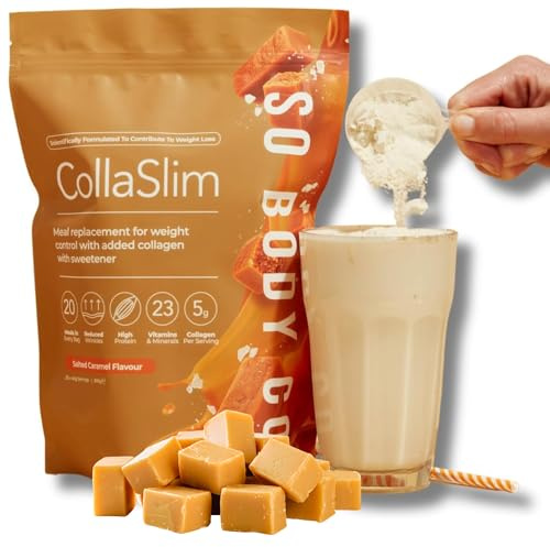 CollaSlim - Salted Caramel Meal Replacement Shake - 20 Servings - High Protein Diet Shake with Extra Collagen, Vitamins & Minerals - Balanced Nutrition for Weight Management