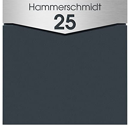 Briefkasten mit Zeitungsrolle anthrazit mit Hausnummer und Name MOCAVI Box 710 Design-Postkasten mit Zeitungsfach rostfrei V4A-Edelstahl-Schild (Stick 509) mit Gravur Wand-Briefkasten wetterfest