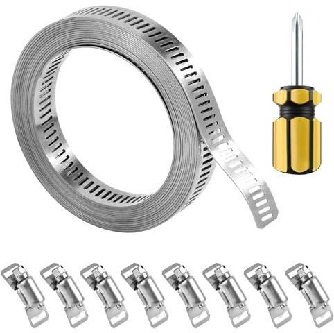 Colliers de serrage en acier inoxydable - Kit de serrage réglable -157In de ruban 8 éléments de connexion pour la maison, le tuyau de gaz, l'eau, le réservoir, le tuyau automobile（12.7mm）