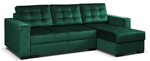 MEBLE-LUX - Universal Ecksofa mit Schlaffunktion und 2 Bettkasten LARO I 242cm Breit Sofa L Form I Eckcouch mit Schlaffunktion I Universal Ecke (Rechts oder Links) I Sofa Grün