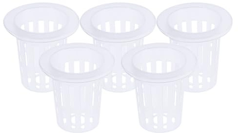 Yardwe 50 Stück Hydrokultur Netztöpfe, Kunststoff Pflanzennetztöpfe, 5cm Innendurchmesser, 6.8cm Höhe, Für Hydroponik Aquaponik Orchideen, Weiß