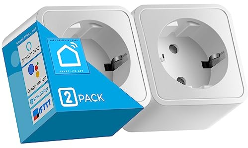 Echos Smart WLAN Steckdose 2er Pack | App-gesteuert | Sprachsteuerung Mit Alexa und Google Home | WIFI Intelligente Steckdose