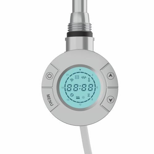 Warmehaus Smart WiFi Thermostatic Towel Rail Electric Heating Element with Timer LCD Display, Child Lock Function Dual Fuel for Bathroom Heated Towel Rails and Radiators Chrome 600W