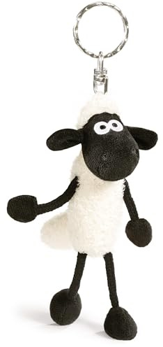 NICI Portachiavi pecora Shaun 10 cm bianco - Dolcissimo ciondolo sostenibile a forma di animale con anello per cordini e pendenti