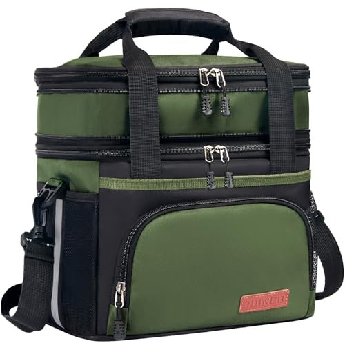 JOINGO Lunchbox für Herren/Damen, groß, doppellagig, isoliert, erweiterbar, wiederverwendbar, auslaufsicher, Kühltasche für Erwachsene, Lunch-Tasche mit verstellbarem Schultergurt für Büro, Reisen,