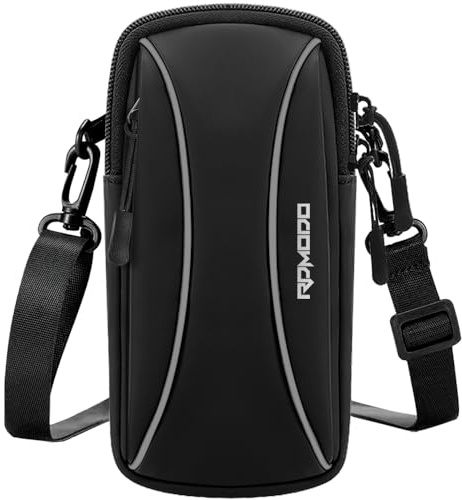 RDMODO Running Armband Phone Holder，Small Crossbody Shoulder Holsters Bag，Phone Arm Bands for Running Walking，Water Resistance Running Phone Armband for iPhone 15 14 13 Pro Max Samsung 7.2 Inch（Black）
