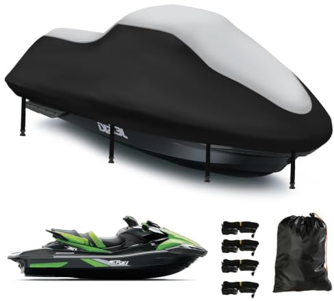 Funda para Moto acuática Sea Doo, 420D Resistente al Agua, 2 Rejillas de ventilación de Grado Marino, Resistente a los Rayos UV para Waverunner Polaris de, 291-318cm