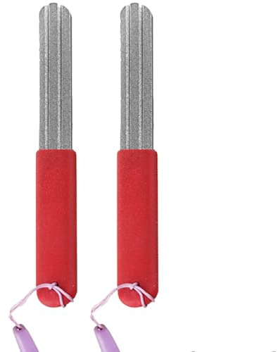 Dart Schleifstein,Fishing,2 Stück FischhakenschäRfer,Angelhaken Schleifer,SchäRfer,Angelhaken-Spitzer,Tragbares Doppelseitig HakenschäRfer Schleifstein,Mit Griff Und HäNgende für Outdoor Angeln (Rot)