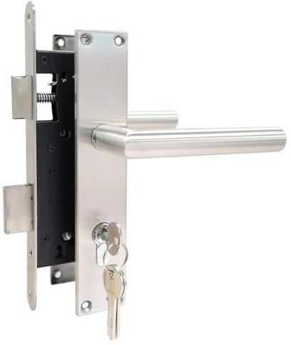 Einsteckschloss Gartentor links/rechts 72/45 mm Set Edelstahl Griffe Türschild Zylinder 35/35 3 Schlüssel Schloss Gartentür