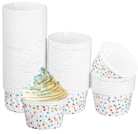 Tårtkoppar engångsartiklar papper bakning muffinsfodral efterrättskoppar regnbåge prickiga glassskålar 100 st tårtkoppar bakformar muffinsfodral