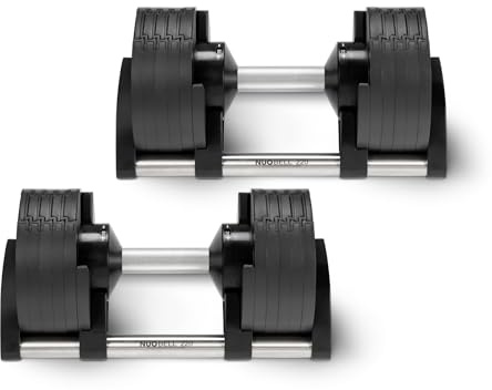 NÜOBELL 220 Justerbar Hantelset | 2-20kg med 2kg Intervaller | Snabbvred | Premium Styrketräning (Silver)