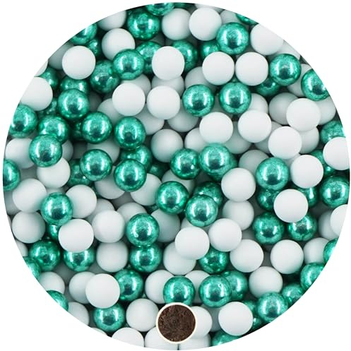 EinsSein 1kg Schokokugeln Mix mini weiss-grün metallic 1 cm | Gastgeschenke Hochzeit, Taufe, Kommunion, Konfirmation perfekt für Reagenzgläser | Alternative für Schokolinsen, Hochzeitsmandeln,