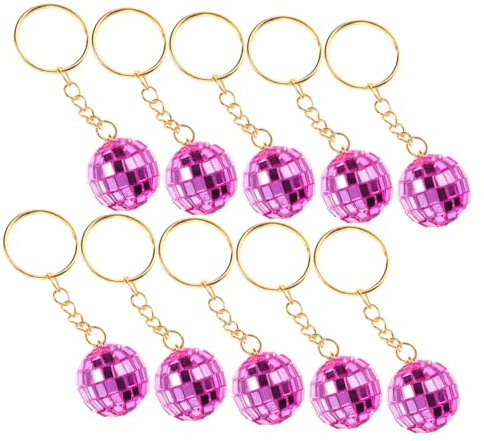 CAXUSD 12stücke Teiliges Mini Disco Kugel Schlüsselanhänger Set Spiegel Kugel Anhänger in Rosé Retro Party Dekoration Für Auto Jahre Mottoparty Zubehör Und Charm