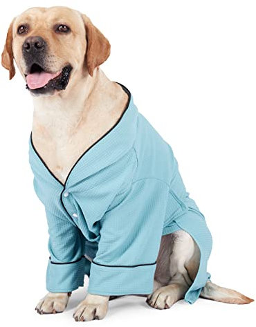 SUYUKU Hunde-Trockenmantel, verstellbar, schnell trocknend, Hundemantel, Frottee, Hundebademantel, Welpen, Haustier-Nachtwäsche, Homewear für kleine, mittelgroße und große Hunde, Blau, XXL