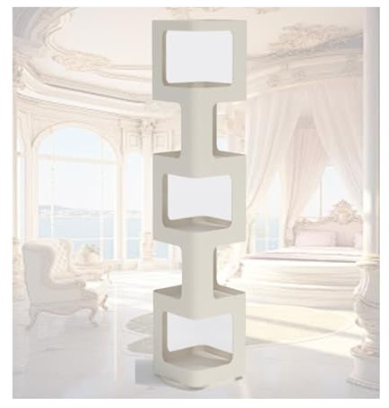 HUFIREHU Drehbares BüCherregal Raumteiler Standregal Drehregal BüRoregal Dekoregal 360° Frei Drehbar Drehbares BüCherregal, Standregal 360 Grad, Lagerregal for Kinder Und Erwachsene(Spin white,6th flo