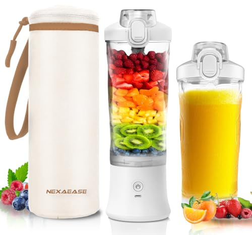 Mini mélangeur portable avec manchon isotherme pour milkshakes et smoothies – Mini mélangeur de 600 ml avec couvercle de voyage, rechargeable par USB – Shaker électrique de protéines pour cuisine,