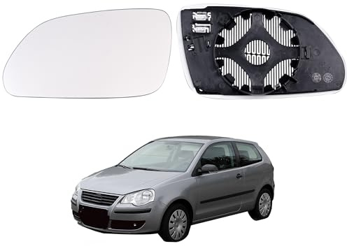 Beheizbares Außenspiegelglas Linke Fahrerseite kompatibel mit VW Polo 9N 2005–2009,kompatibel mit Skoda Octavia 1Z 2004-2008,OEM 6Q0 857 521G,Ersatzspiegelglas mit Heizfunktion