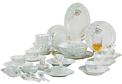 Service de table en porcelaine blanc laiteux Home Simplicity Ensemble de vaisselle combiné comprenant des bols, des assiettes à dessert, des assiettes à soupe et des assiettes à dîner, ensemble de 58