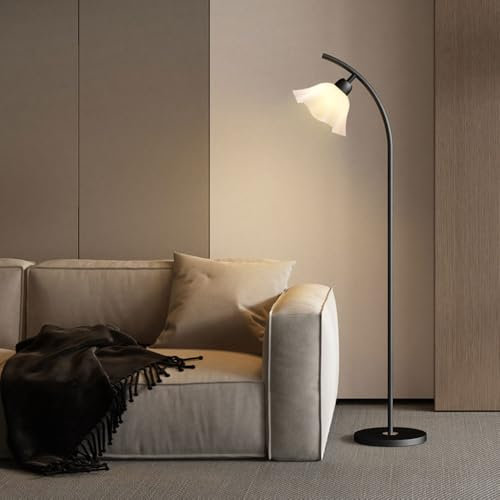 ZJHAHJY Nordische minimalistische Stehlampe, weiße Blumen-Stehlampen, Acrylschirm, vertikale Lampe, Innenleselampe, hohe Lampen, dekorative Stehlampen für Wohnzimmer und Schlafzimmer