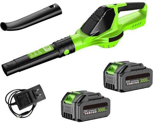 Soplador Inalámbrico 21V - Soplador de Hojas Soplador de Hojas Inalámbrico con Batería, 5 Velocidades/Portátil 1,5 kg, para Soplar, Aspirar, Triturar Hojas