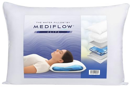 Mediflow Wasserkissen - Elite Collection Faserkissen Orthopädisches Kissen zur Linderung von Nackenschmerzen Verstellbares Wasserkissen zum Schlafen, Weiß (50 x 70 cm)