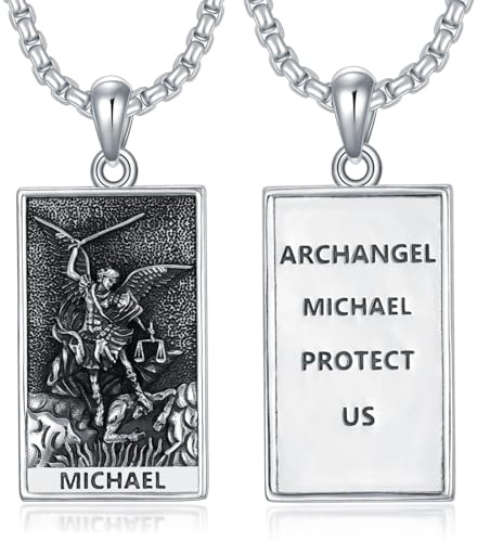 ROMANTICWORK Tarot Skeleton Kette 925 Sterling Silber Tarot Skull/Christliche Kreuz Jesus Amulett Anhänger Halskette Tarot Schmuck Geschenke für Herren