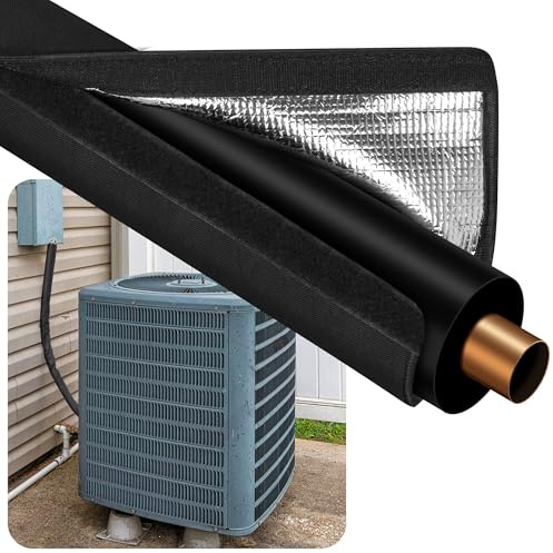 HVAC Copper Pipe Insulation Cover - 600D Oxford Outdoor Mini Split AC Line Protector Sleeve, Foam Tube Protector Wrap for Central Air Conditioner & Heat Pump, 72''x10.2'' Black