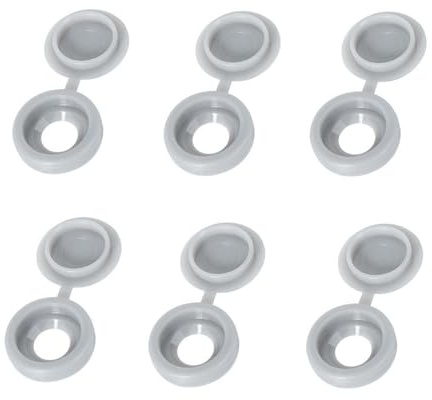 Meiyea 50 Pcs M4 Screw Covers - 0.34-Inch Plastic Hinge Caps, Multi-Color Decorative Screw Hole Plugs for Furniture, Cabinets, Doors & Wardrobes-Grey