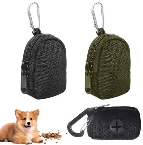 KEORHEZ 2 Stück Leckerlitasche für Hunde,Hunde Leckerlitasche,Futterbeutel Hundetraining,Hundeleckerli Tasche,Kommt mit 1 Kotbeutelspender,Hunde Zubehör Kann Münze,Kopfhörer,Datenkabel