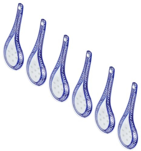 ELAYARD 6 piezas Cucharas de Sopa Chinas Cerámicas Retro de Multiusos para y Gachas Diseño Elegante y Antigoteo