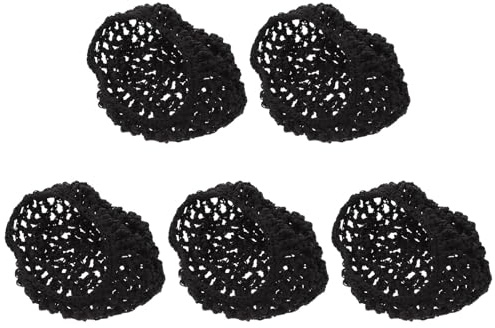HONITANO Redecillas de Malla de Algodón Negro para Dormir 5 Piezas Cómodas y Elásticas, Accesorios Cabello de Mujer