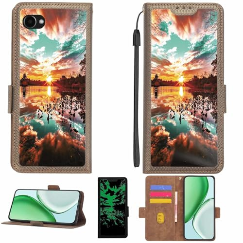 Aroepurt fodral kompatibelt med Orbic JOY 4G förbetalt telefonfodral flip cover [med härdat glas skärmskydd] [RFID-blockering] [ljuseffekt] LPT-FJ