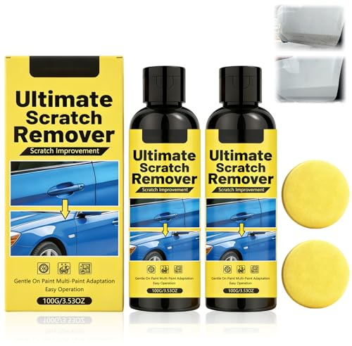FixaPro 2er-Set Kratzerentferner Auto, 100g Politur gegen Kratzer & Lackschäden, mit Reinigungsschwamm – Entfernungsset für flache Kratzer, einfache Reparatur