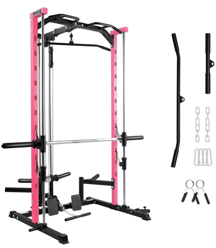 RitFit Power Rack Smith Machine mit Kabelzug | mit Langhantelstange, Klimmzug, Kraftstation für Zuhause & Home Gym, 450kg Belastbarkeit