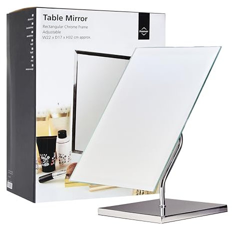 Premier Housewares Free Standing Makeup Mirror, Stable Vanity for Dressing, Durable Table with Customized Height, Lightweight Small Stand Table