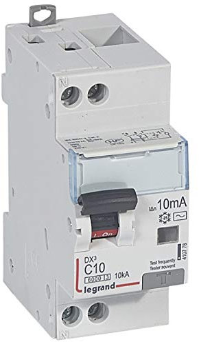 410778 Legrand Disjoncteur différentiel 10A - type AC 10mA 1P+N DX³6000 10kA