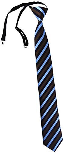 TigerTie Security Sicherheits Krawatte in blau braun marine gestreift - vorgebunden mit Gummizug in schwarz
