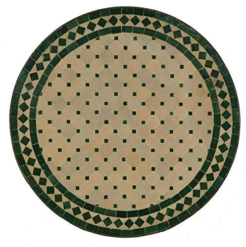 Casa Moro Terrassentisch 60 cm – Mosaiktisch Gartentisch Balkontisch Fliesentisch | Tisch Esstisch aus Marrakesch Marokko Grün Terracotta