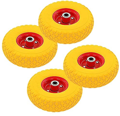 vidaXL Ruedas de Carretilla 4 uds, Ruedas de Carrito de Sacos, Ruedas de Carreta Carro, Ruedas de Repuesto, PU Macizo 3.00-4 (245x82)