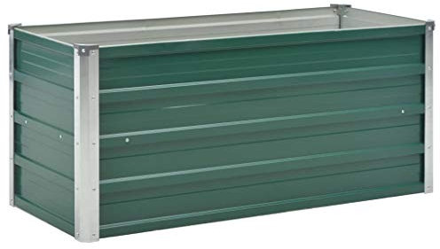 Festnight Gartenpflanzen Hochbeet Gartenbeet Verzinkter Stahl Frühbeet | Pflanzkasten Pflanzkübel Blumentopf Blumenkasten Blumenkübel Pflanztopf Pflanzgefäß für Garten Blumen Gemüse 100x40x45 cm Grün