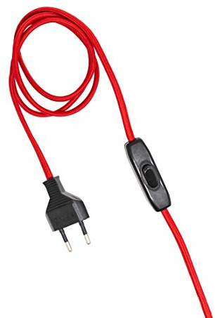 Electraline 70235 Netzkabel mit Schalter und EU Stecker für Lampen, Textilkabel 2x0,75, Länge 1,5 m, 70235