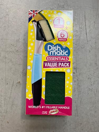 Dishmatic Bonus Pack 1 BLACK Fillable Handle and 6 Green Sponge Refills