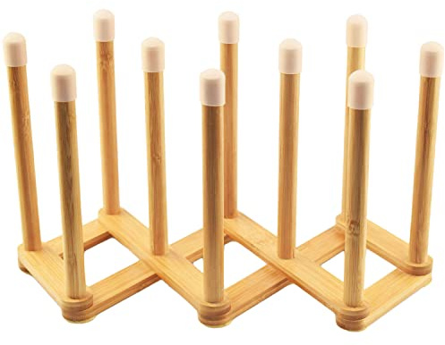 Cyauatt Bamboo Retractable Bottle Drying Rack Cup Dish Drying Racks,Sports Water Bottle and Mug Drainer Stand, Plastic Bag Dryer Rack and Multifunctional Drying Rack for Kitchen Countertop