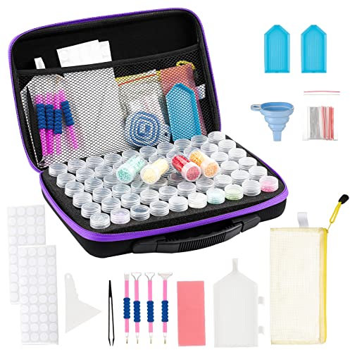 Douorgan Diamond Painting Storage Container - 60 Slots Organizer With Accessories and Tools, Portable Shockproof Case for Art Supplies, Jewelry Beads Storage Box