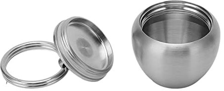 VGEBY Pastillero de acero inoxidable, portátil, mini caja de medicamentos de metal, cristal sellado, llavero, organizador de píldoras con 1 compartimento