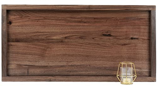 MAGIGO Grand plateau rectangulaire en bois de noyer noir 76,2 x 38,1 cm | Plateau de service classique en bois de noyer pour servir le thé, le café