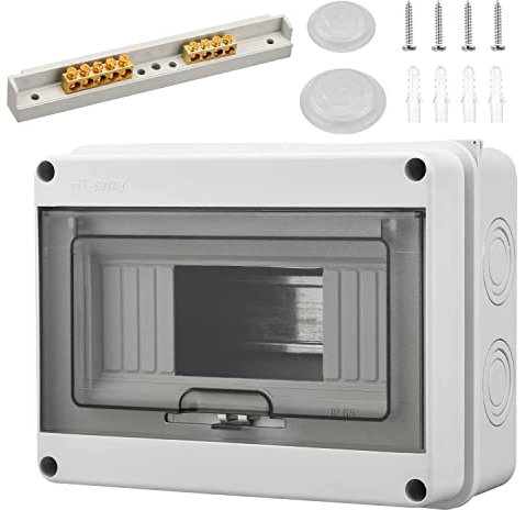 Sicherungskasten Aufputz, Verteilerkasten Aufputz IP65, mit Messingklemmen, Unterverteilung Aufputz 1 Reihig für 8 Modules, für Garten oder Außenbereichen, Villen, Ladesäulen